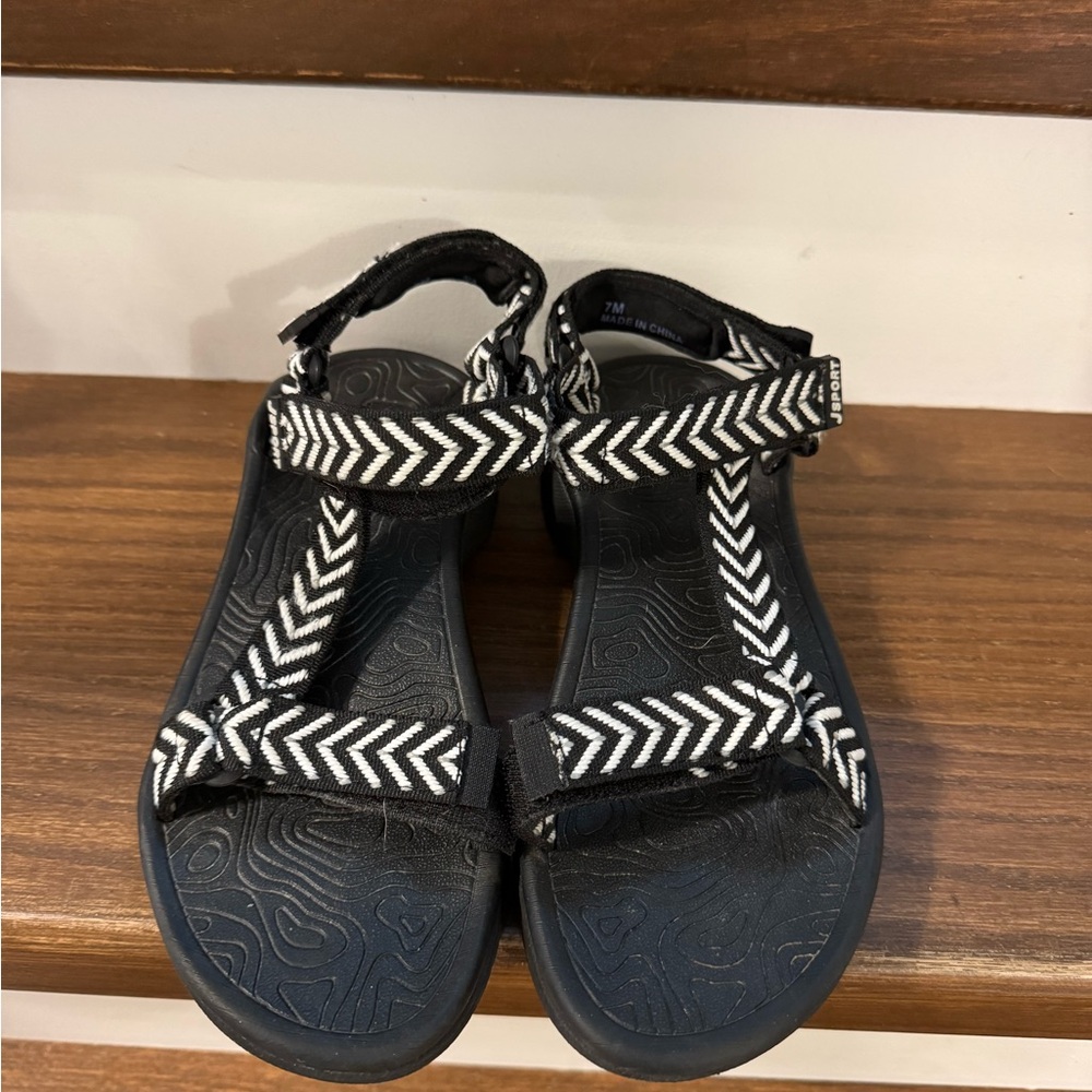 JSport by Jambu Black and White Sporty Sandals